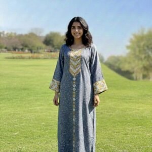 دراعة كويتية رمادي مطرزة بذهبي - كشخة زوارة فخمة